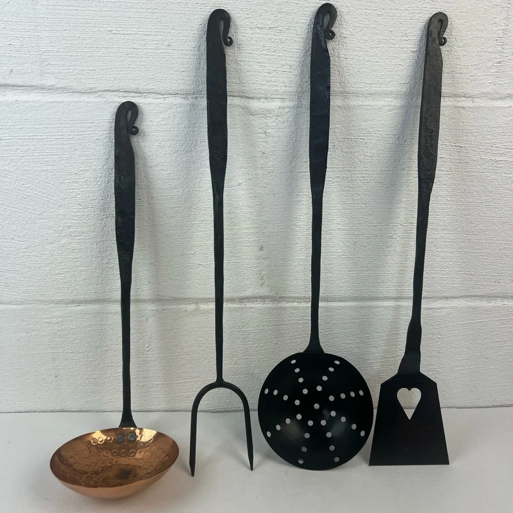 Hand forged lot of 4 kitchen tools